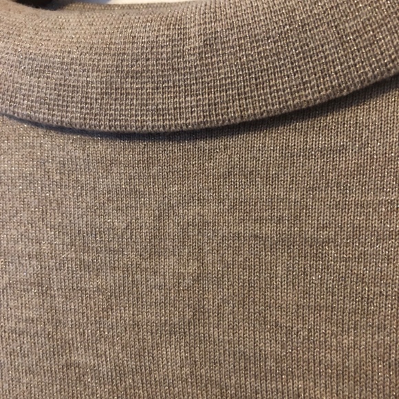 Tan mock neck sweater with simmer thread - Picture 5 of 6